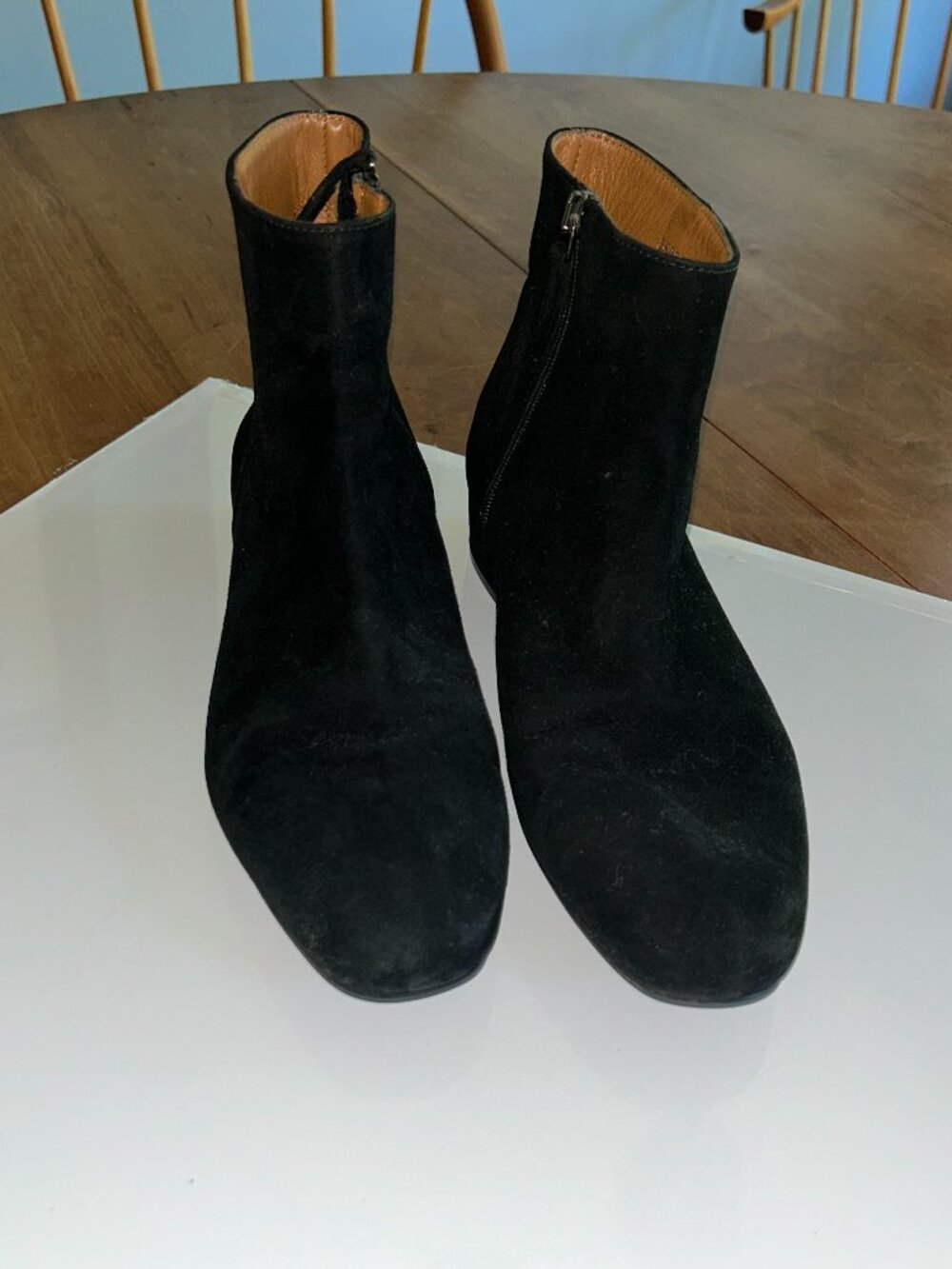 Aquatalia Black Suede Ankle Boots, Lady Sz 7.5, Italian, side zip booties